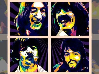 The Beatles Pop Art art beatles cartoon character concept creative design digital art fab four george harrison head illustration john lennon paul mccartney photoshop pop art popart poster ringo starr the beatles