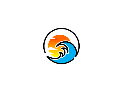 waves with sunset logo logo design logotype monoline sunset logo waves logo