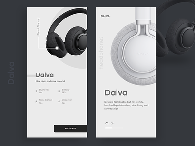 Dalva heaphones clean design minimal typography ui ux