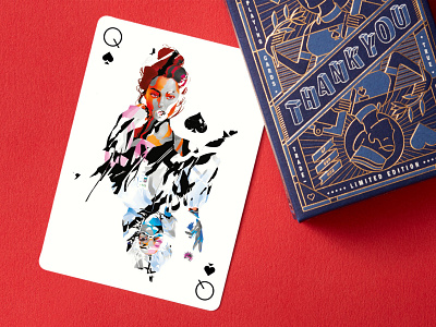Queen of Spades for Thank Your Cards art artwork card card deck cards cards design deck deck design drawing girl illustration illustration art playing arts playing card playingcards portrait portrait art queen