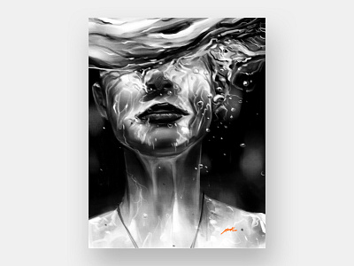 Dark Waters art artwork dark dark water drawing girl illustration portrait sexy study water