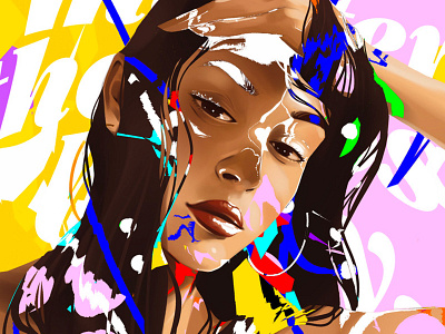 Details of a new work art artwork contemporary drawing eyes face girl graphics hair illustration portrait poster print procreate sexy visual