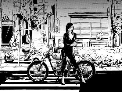 Tokyo Bike Girl art artwork bike girl illustration motorbike