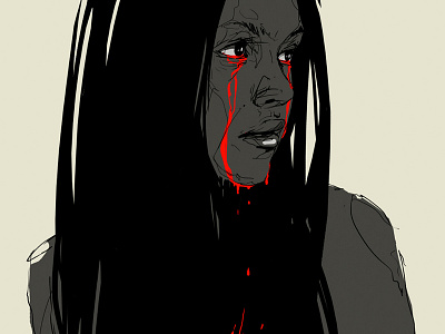 Dark Girl: Lonely artwork blood cry dark digital girl girls illustration portrait sad series woman