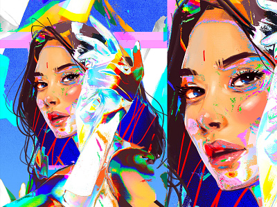 LSD 🌈 beauty beautyful character color drawing erotic eyes female girl glitch glitche gorgeous hair illustration love poster procreate real sexy woman