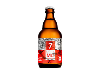 Ah! Beer Label ah art beer bottle design face girl illustration label mzk portrait