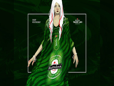 Heineken TalentLab Bulgaria beer girl green heineken illustration love sexy talentlab white hair