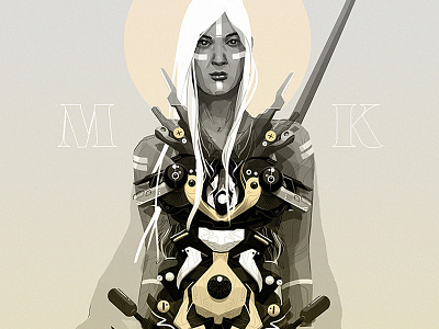 Desert Strom detail art cyborg dark digital art future girl graphics illustration machine robot samurai white