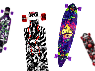 Temper Boards art board cyborg girl graphics illustration longboard machine ride robot skateboard tech