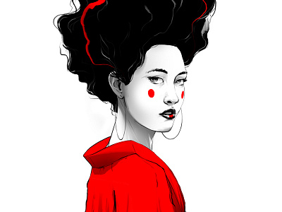 The Three Geisha 3 artwork face female geisha girl hair illustration japan portrait series triptych