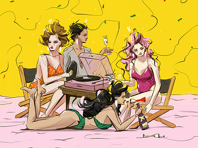 Borislava Willnevermadeit recreation art digital drawing drinks fun girls illustration party