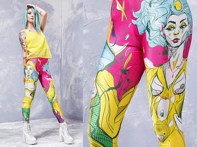 Badinka Yellow leggings apparel artwork clothing clothing brand clothing design design girl illustration legging leggings sexy wear wearable