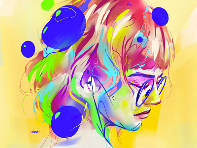 Color Power art artwork colorful drawing eyes girl hair illustration portrait simple