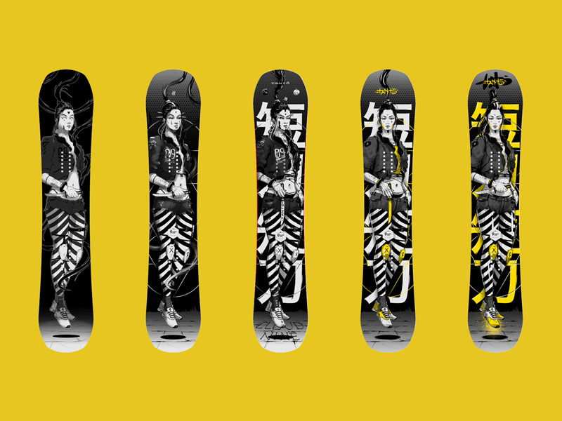 Tanto snowboard steps ski snow sport graphics snowboard sexy drawing illustration girl