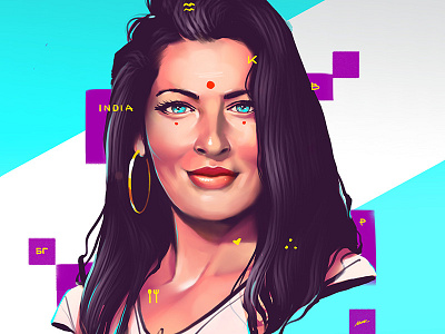 India Girl art artwork drawing eyes face female girl hair illustration painting portrait sexy simple typography