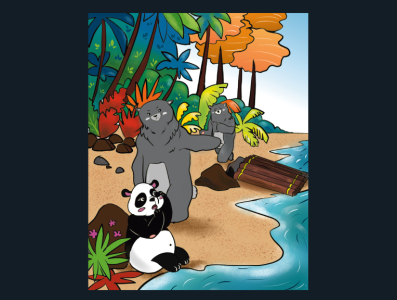 Bears beach bears children childrens illustration illustrator jungle panda racism