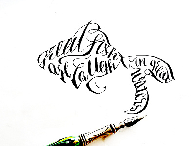 Great Fish calligraphy design doodle fish handdrawn handwriting icon illustrated illustration ink lettering typography