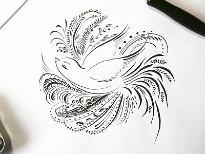 Bird flourishing bird calligraphy design drawing flourish flourishing handdrawn icon illustrated illustration ink pointedpen