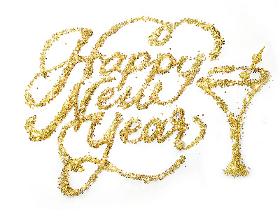 Happy New Year! 2016 calligraphy freehand glitter gold handlettering handwritten happynewyear illustration lettering type typography