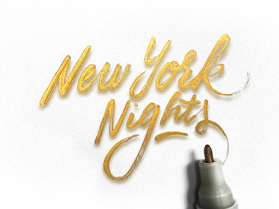 New York Nights calligraphy design editorial freehand gold handlettering illustration lettering new york type typography writing