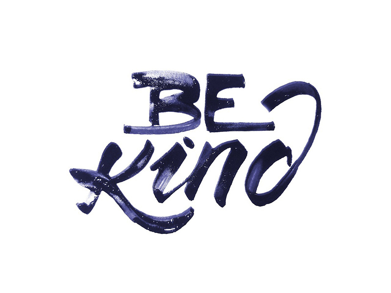 Be Kind texture gestural inktober freehand illustration purple handwriting ink paint handlettering lettering