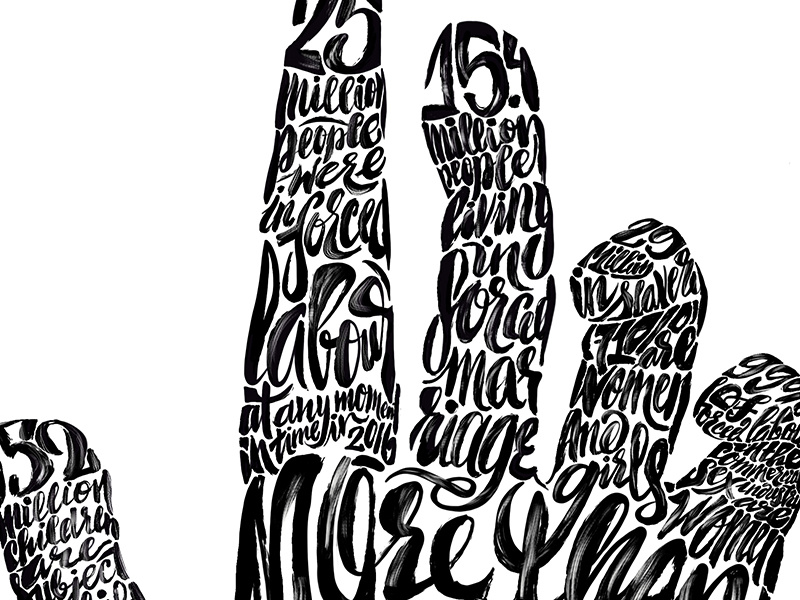 Modern Slavery detail calligraphy typography type infographic handdrawn ink social issues illustration handlettering lettering slavery