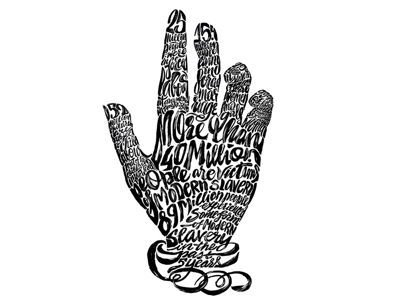 40 Million design inforgraphic typography type handlettering ink paint drawing hand slavery illustration lettering