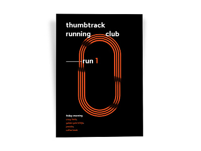 Thumbtack Running Club Poster black club design event layout orange poster running swiss thumbtack typography