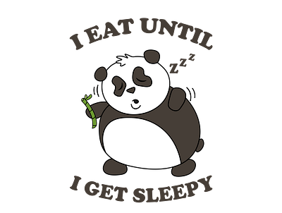 Puffy panda eating sleeping
