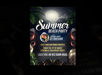 Party Flyer Design beach flyer graph graphicdesign moon night party professional