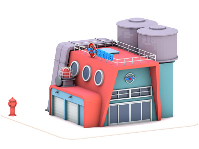 Fire Department 3d 4d architecture buildings c4d cinema city gaming isometric render twitchcon