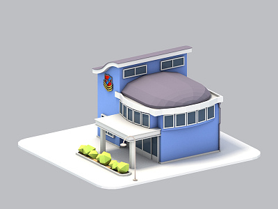 Police Station 3d 4d architecture buildings c4d cinema city gaming isometric render twitchcon