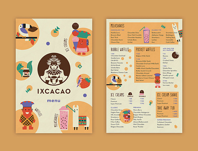 Ixcacao Menu Design branding dessert icecream ixcacao menu design