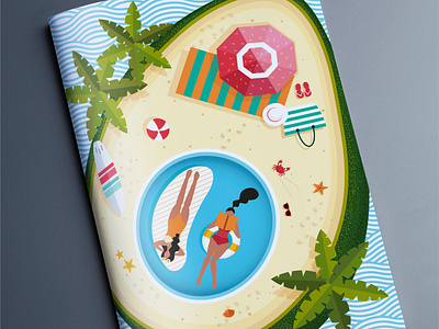 Notebook Cover Illustration avocado branding design illustration island layout pool