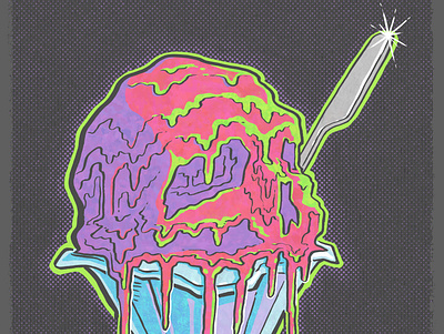 Ice Cream of Death cartoon food food art ice cream ice cream cone illustration pop art psychedelic skull skull art skulls surreal