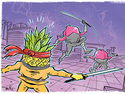 Poised Pineapple VS. Pomegranate Ninjas!