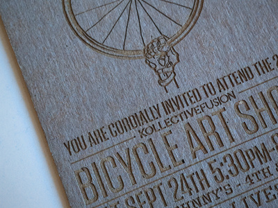 Laser-etched Art Show Invites