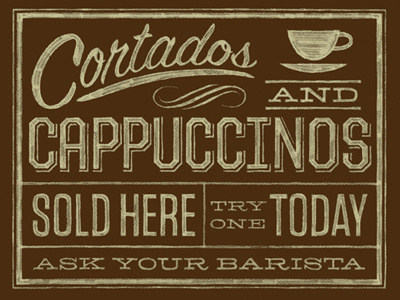 Coffee-inspired art print art print bobby dixon cappuccino coffee cortado lettering screen print type typography
