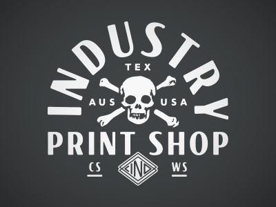 Industry Print Shop Skull and Crossbones apparel austin bobby dixon branding crossbones industry industry print shop logo skull texas