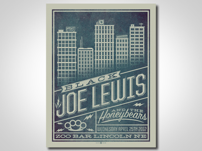 Black Joe Lewis poster bobby dixon buildings city gigposter illustration lettering poster type typography