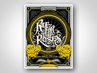 Livestrong Ride for the Roses poster art print bobby dixon lettering poster screen print type typography