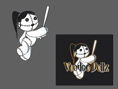 Voodoo Dollz gothic illustration logo softball team sportswear vector