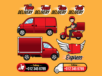 Delivery Service cartoon courier delivery delivery car expedition logo postal shipping sign transport vector