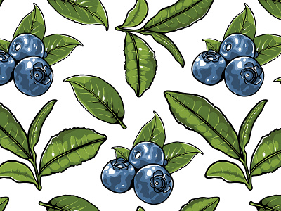 Blueberry Tea seamless pattern blueberry drawing fabric herbal illustration manual pattern plant seamless shutterstock tea vector
