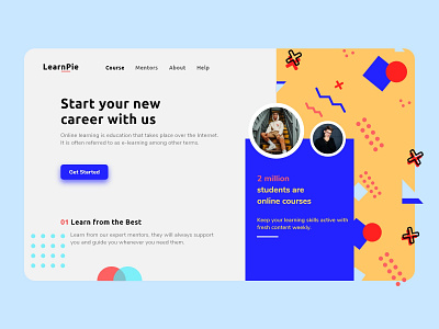 LearnPie branding design dribbble homepage illustration logo uidesign uiuxdesign adobexd uiuxdesigner vector websitedesign