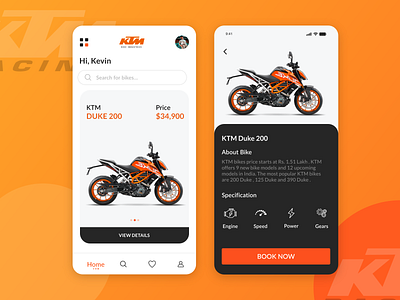 KTM App Deisgn adobexd design dribbble illustration uidesign uiuxdesign adobexd uiux uiuxdesign websitedesign