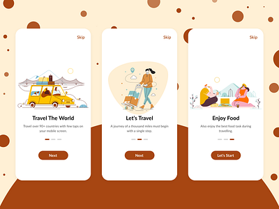 Travel Onboarding Screens adobexd design dribbble illustration uidesign uiuxdesign adobexd uiux uiuxdesign uiuxdesigner websitedesign