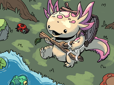 Axolotl Music aquino axolotl character character design cute derek frog guitar illustration ladybug music photoshop