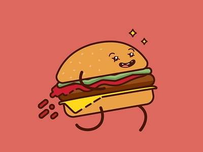 Oh no, Cheeseburger, come back adventure time burger cheeseburger fast food food hamburger illustration ketchup running
