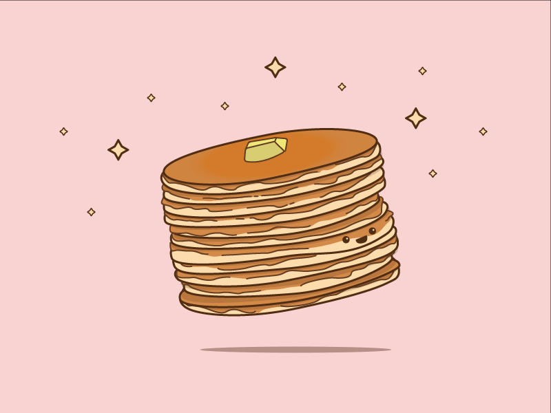 Pancake power animation breakfast butter food illustration pancake stars syrup